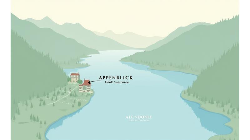 Karte des Vierwaldstättersees in Luzern mit dem Standort des Alpenblick Hotels